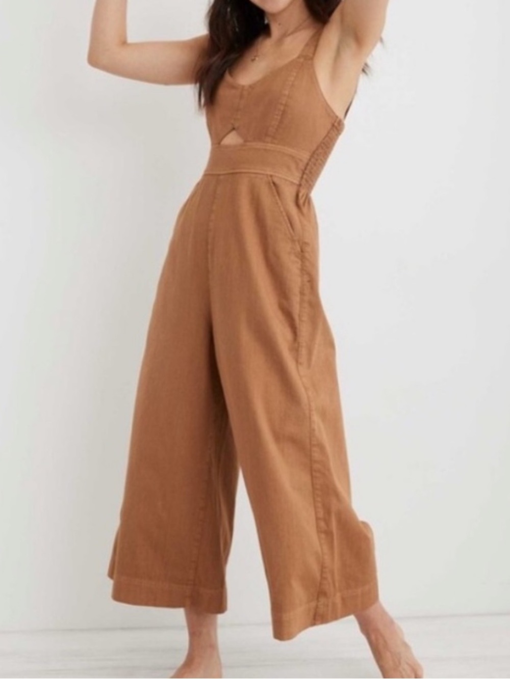 Aerie Twill Cutout Jumpsuit | Tan